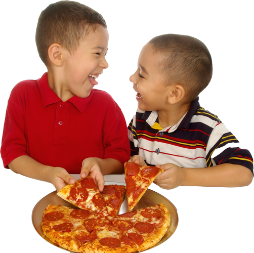 Forget Papa Everyone Loves Their Mama - Boy Eating Pizza Png (502x500), Png Download