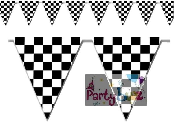 Black & White Checkered Pennant Banner - Race Car Banner (600x750), Png Download