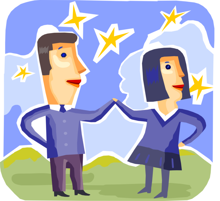 Vector Illustration Of Romantic Couple Announce Wedding - Cartoon (767x700), Png Download