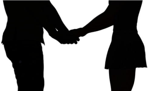 Things People Put On Display Before Inviting A Date - Girl And Boy Holding Hands Silhouette (809x300), Png Download
