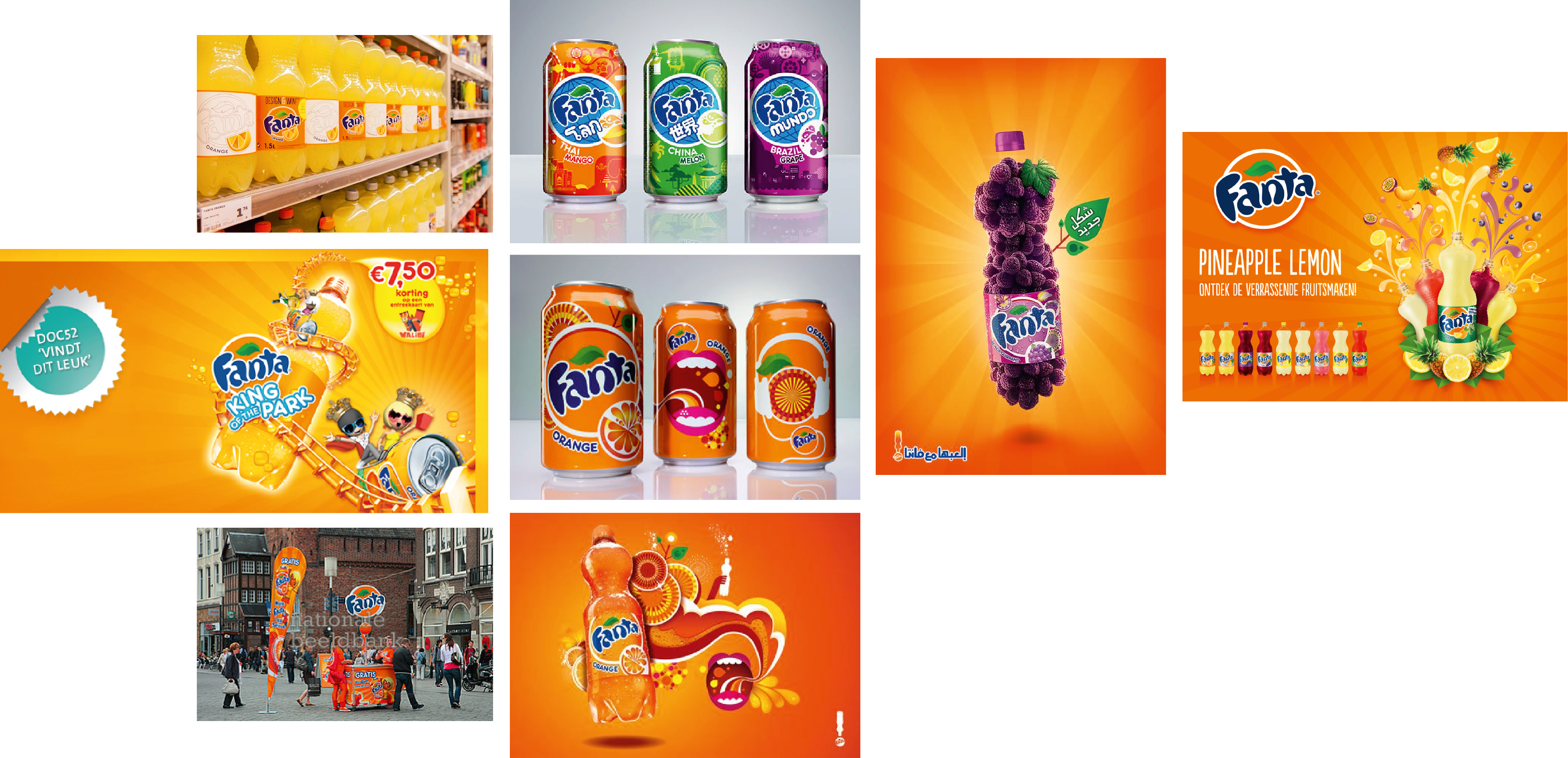 Fanta Maakt Veel Gebruik Van Illustratieve Lay-outs - Fanta (3266x1580), Png Download