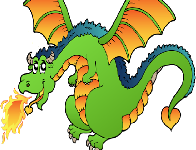 Cartoon Dragon Breathing Fire Png (640x480), Png Download