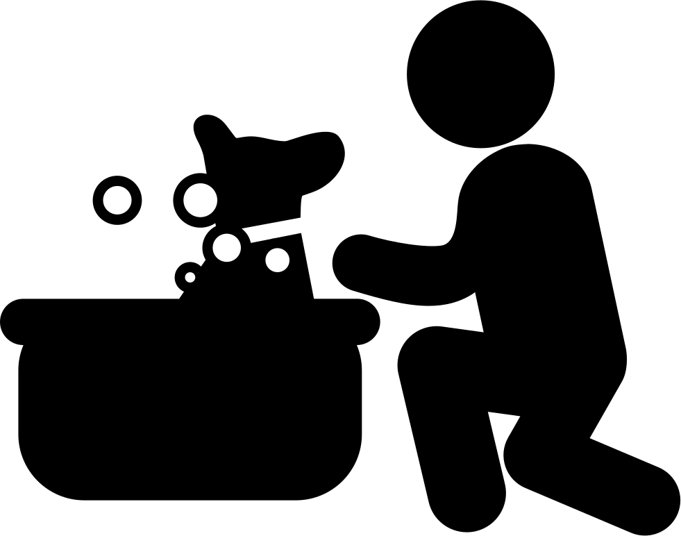 Dog Having A Bubbles Bath Comments - Dog In Bath Silhouette (981x772), Png Download