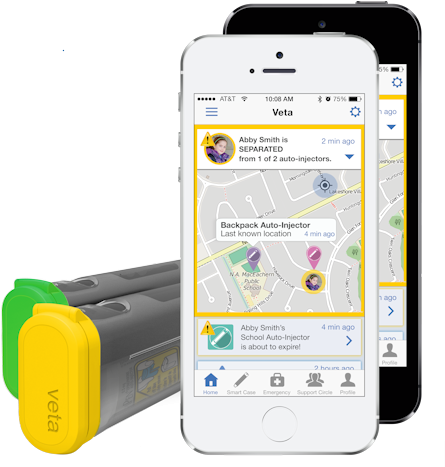 Product Uses Bluetooth Technology To Pair Epipen With - Epinephrine Autoinjector (468x474), Png Download