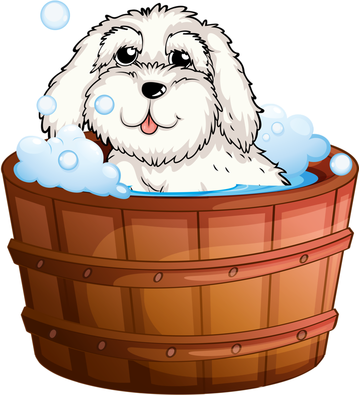 Illustration Of A Puppy Taking A Bath On A White Background - วาด หมา อาบ น้ำ (715x800), Png Download