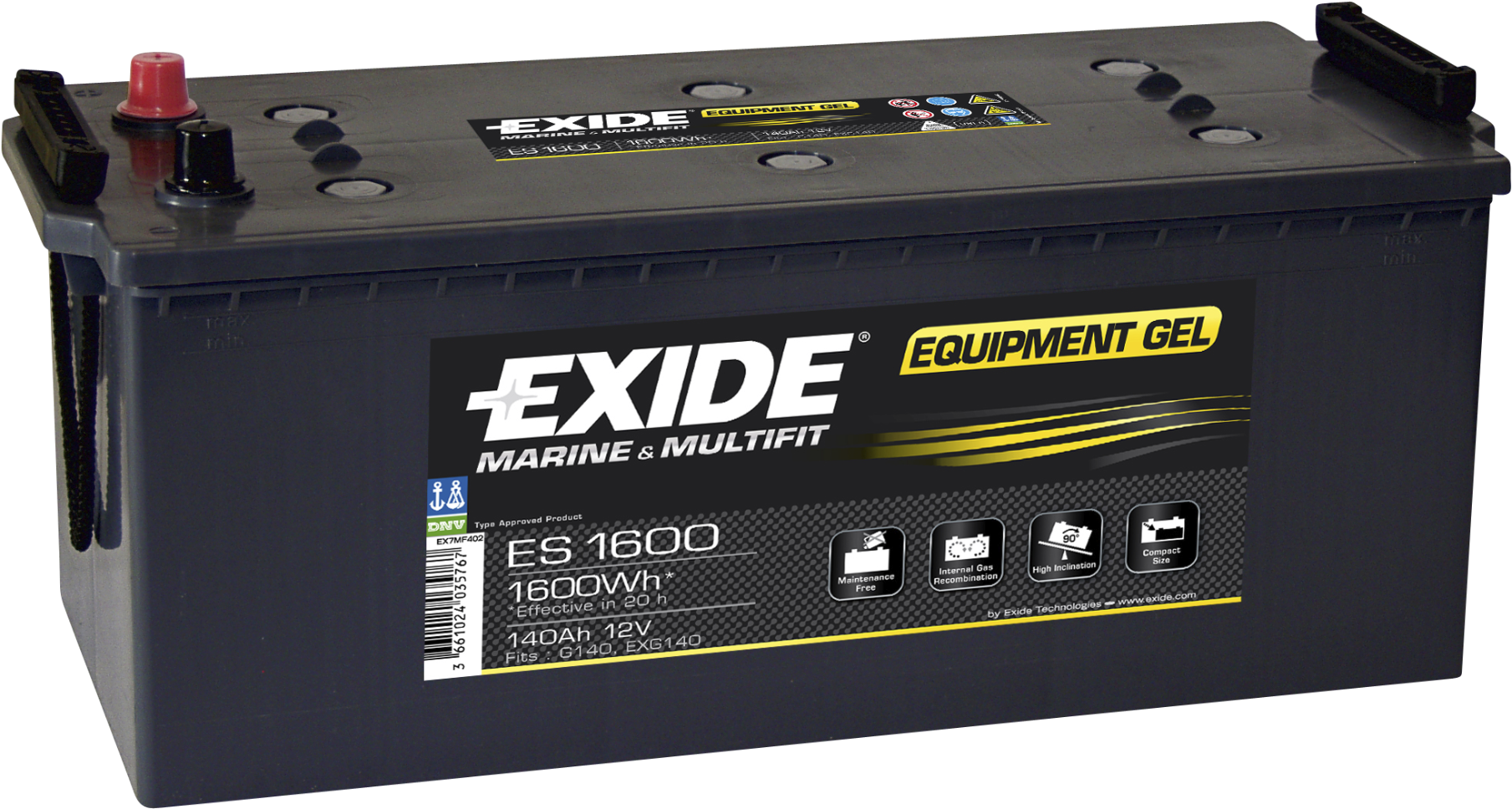 Duracell Battery Png - Exide Equipment Gel Es1350 (2000x1375), Png Download