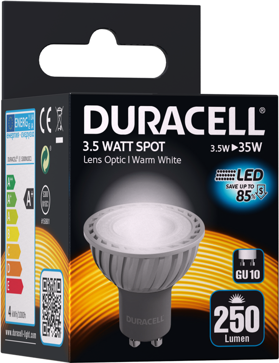 Duracell® Led S300n10c1 - Gu10 Spot, 4,8w / 50w - Non Dimmable (800x800), Png Download
