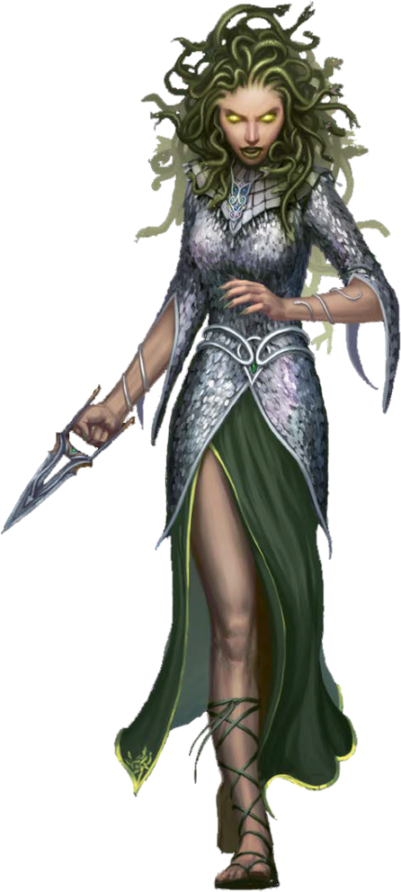 Medusa Chainmail Armor W Fist Punch Dagger - Medusa With Mask D&d (519x1024), Png Download
