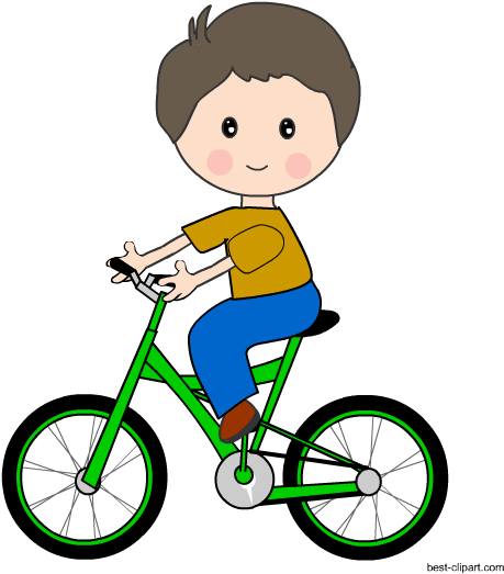 Kid Riding A Green Bicycle Free Clip Art - Clip Art (550x550), Png Download
