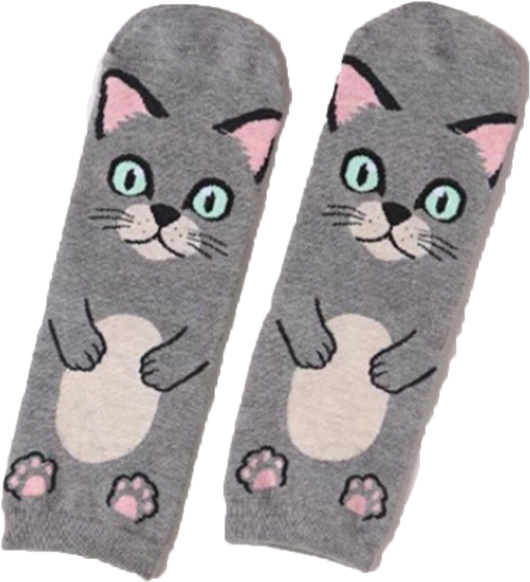 Cat Socks Cat Hug Socks Gray - Giraffe Socks Size 1-4 (1001x1001), Png Download
