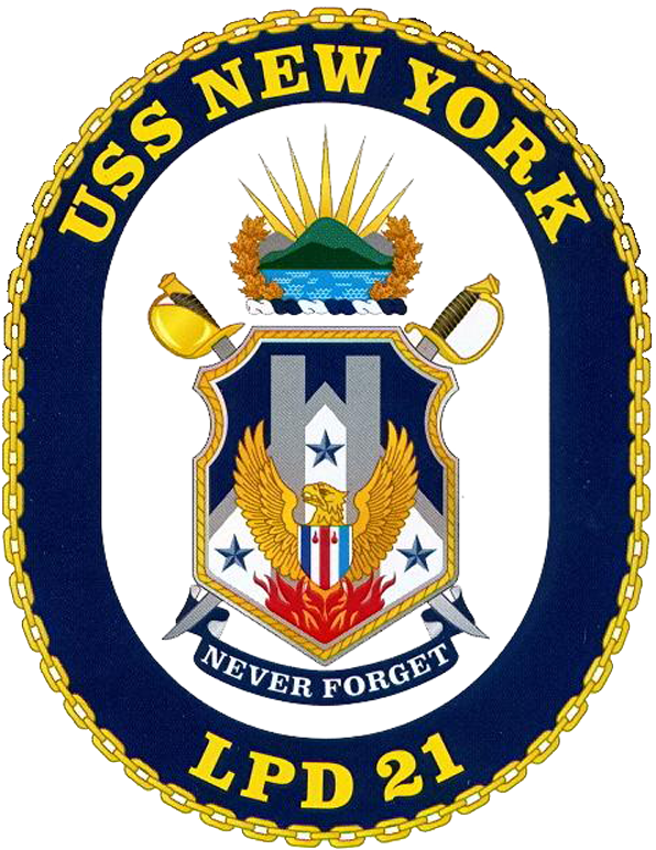 The Twin Sword Logo Of The Uss New York - Uss New York Lpd 21 Logo (596x772), Png Download