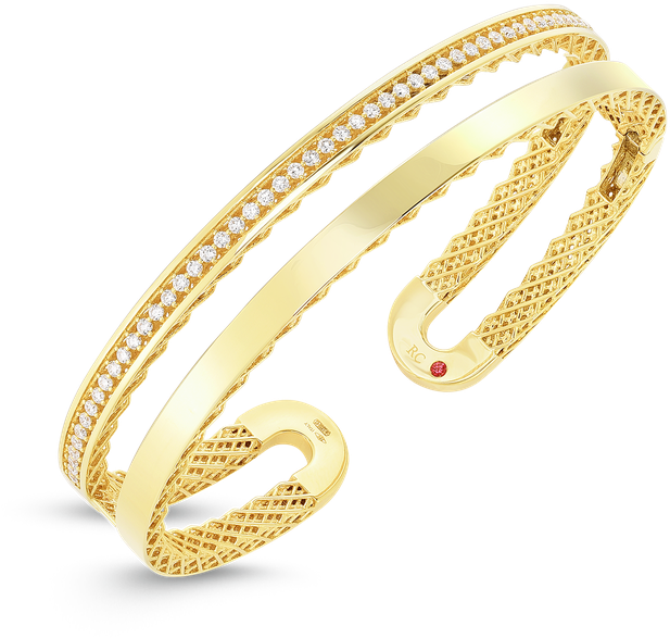 Roberto Coin Double Symphony Golden Gate Bangle With - Jewelry Making (800x800), Png Download