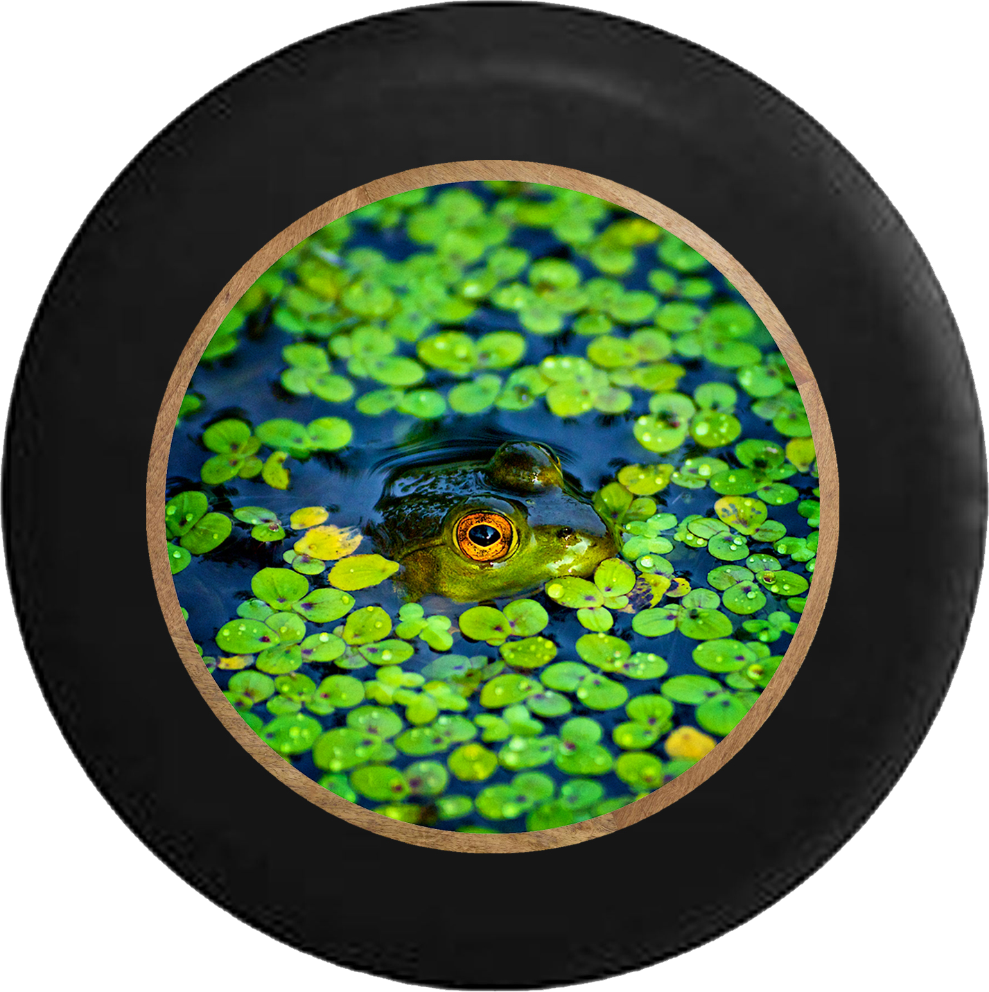 Green Frog In Lily Pads Cove Of Pond Jeep Camper Spare - Titannus Frog (1427x1431), Png Download