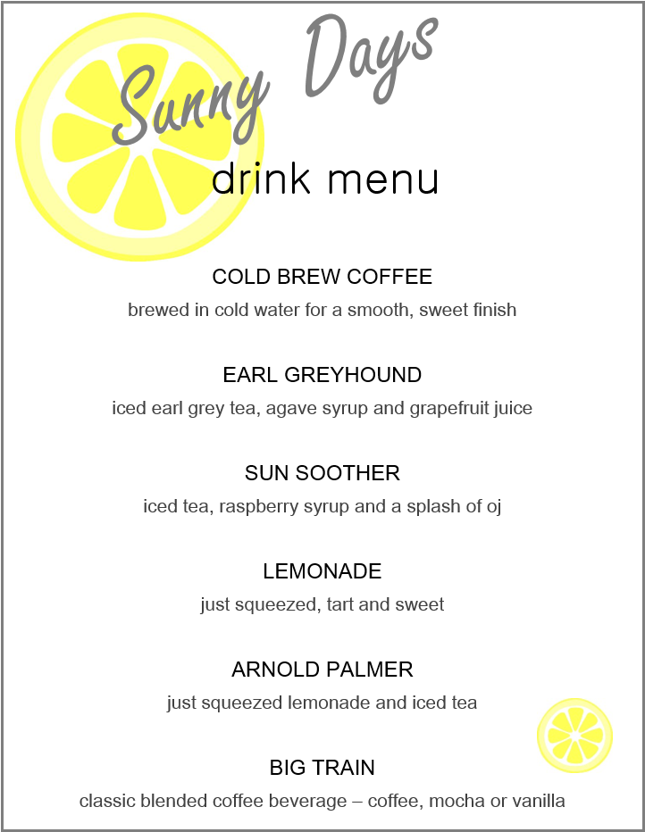 Our Annual Sunny Days Drink Menu Is Back And So Is - Sunny Days Menu (750x1066), Png Download