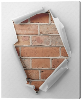 Hole Ripped Paper And Brick Wall Canvas Print • Pixers® - Paper (400x400), Png Download