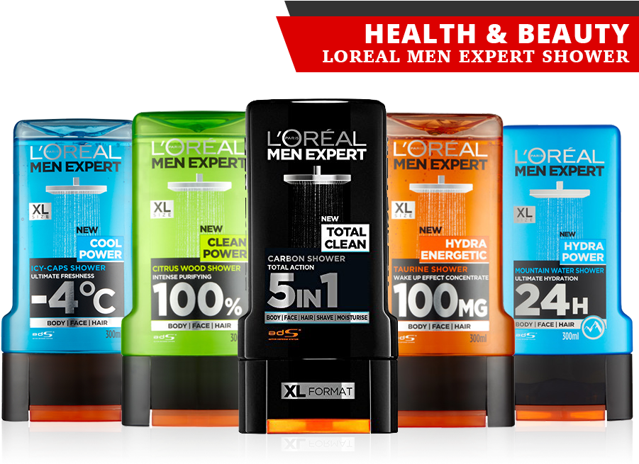 Loreal Men Expert Shower 300ml - L Oreal Men Expert Shower (909x688), Png Download