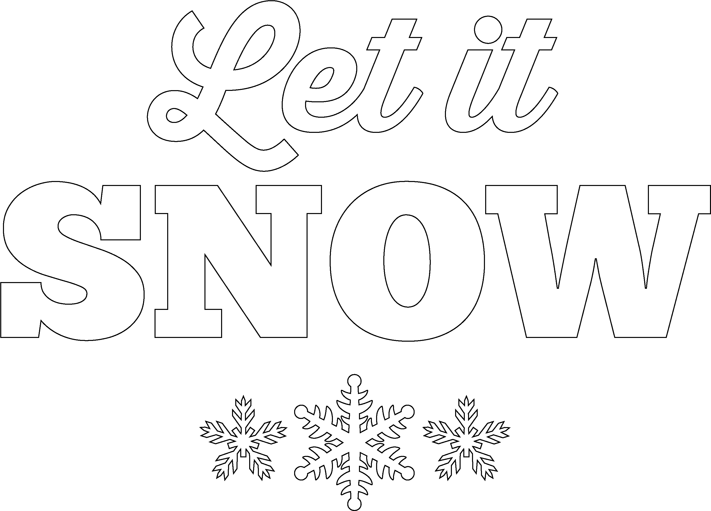 Let It Snow Design - Line Art (3600x2250), Png Download