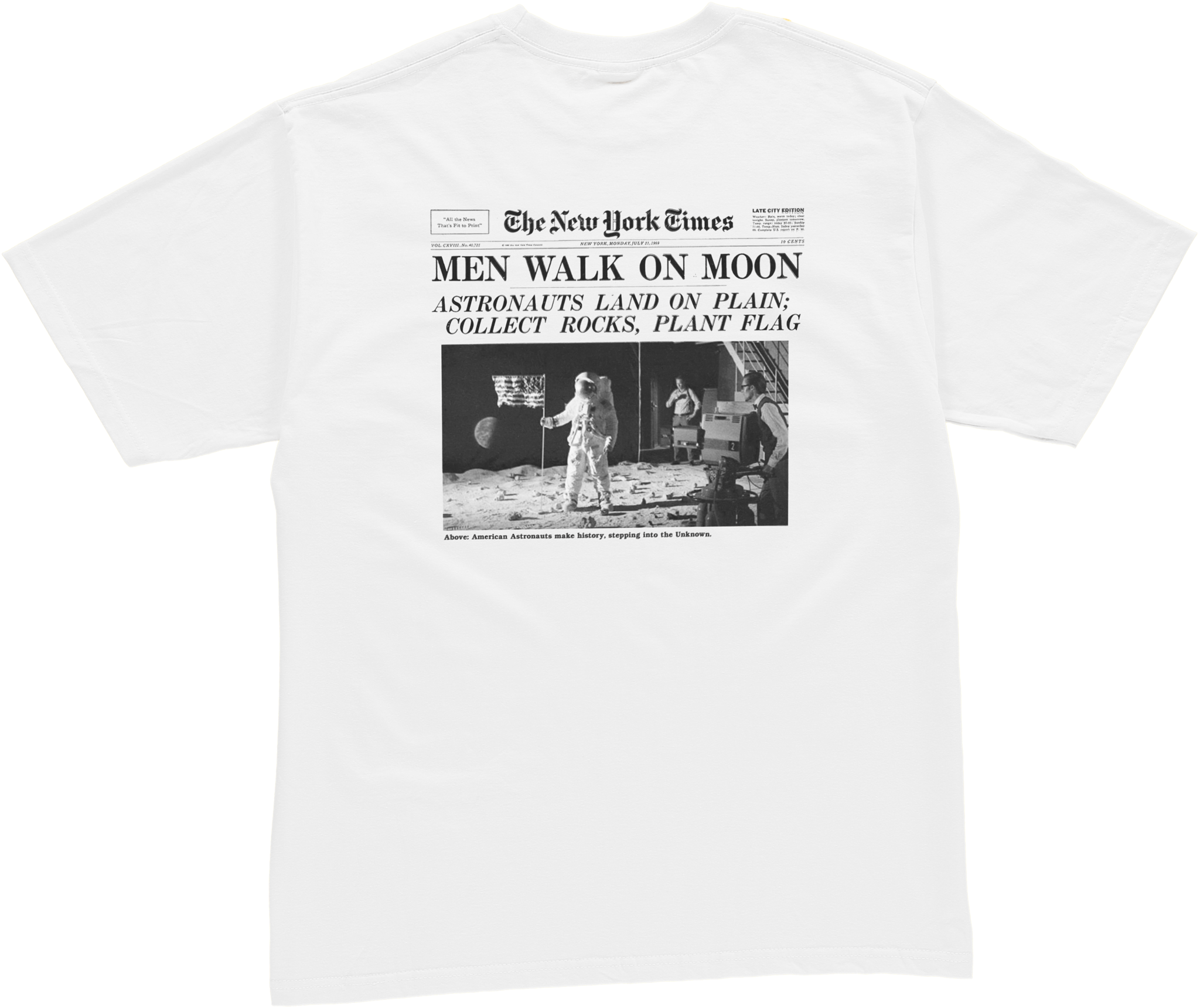 White Moon Landing Tee - Landing On Moon 1969 Nfront Page Of The New York Times (2048x1720), Png Download