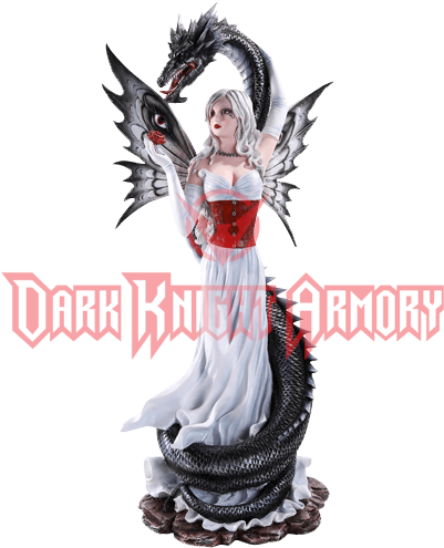 Gothic Fairy Enchantress With Dragon Statue - Fairy With White Dragon - Large Figure (500x500), Png Download