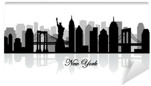 Vector New York Skyline Silhouette Self-adhesive Wall - Ciudad De Nueva York Vector (400x400), Png Download