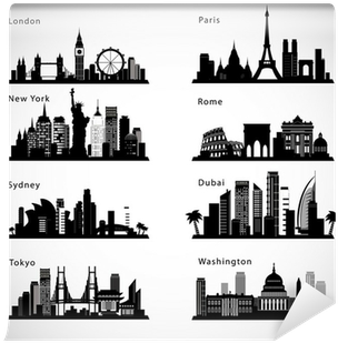 City Skyline Set - Skyline Of Famous Cities (400x400), Png Download