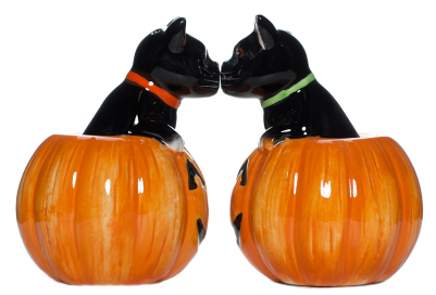 Black Cat Pumpkins Salt & Pepper Shakers - Salt And Pepper Shakers (400x400), Png Download
