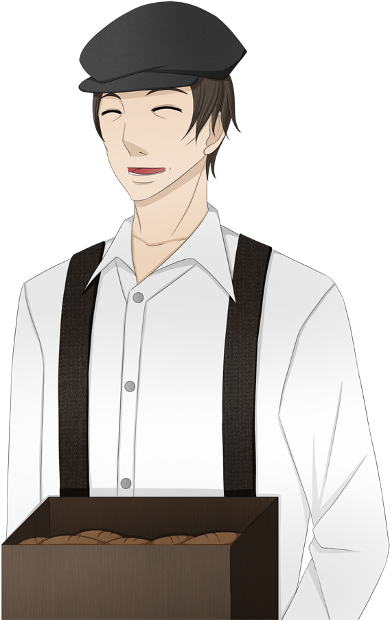 Street Vendor Cheerful - Cartoon (599x952), Png Download