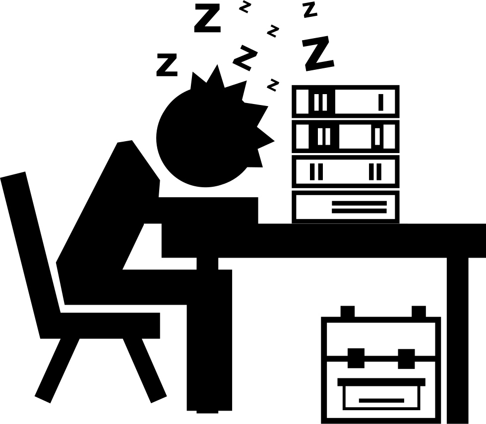 Professor Or Student Sleeping On His Desk With Books - Sleeping On Desk Png (980x856), Png Download