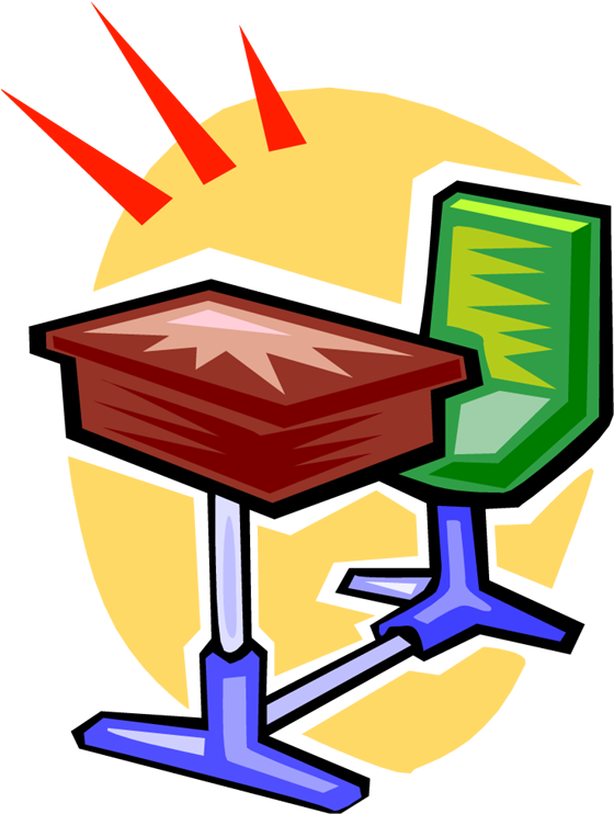 Clean Student Desk Clipart - Desk Clip Art (568x750), Png Download