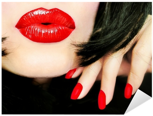 Sexy Pretty Woman With Black Hair, Red Lips / Kiss - Hot Pink Lip (400x400), Png Download