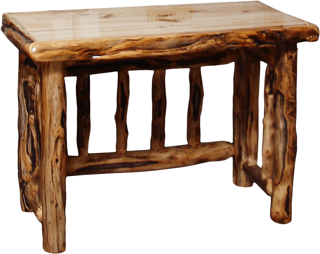 Aspen Log Spindled Table Desk - Desk (1061x989), Png Download