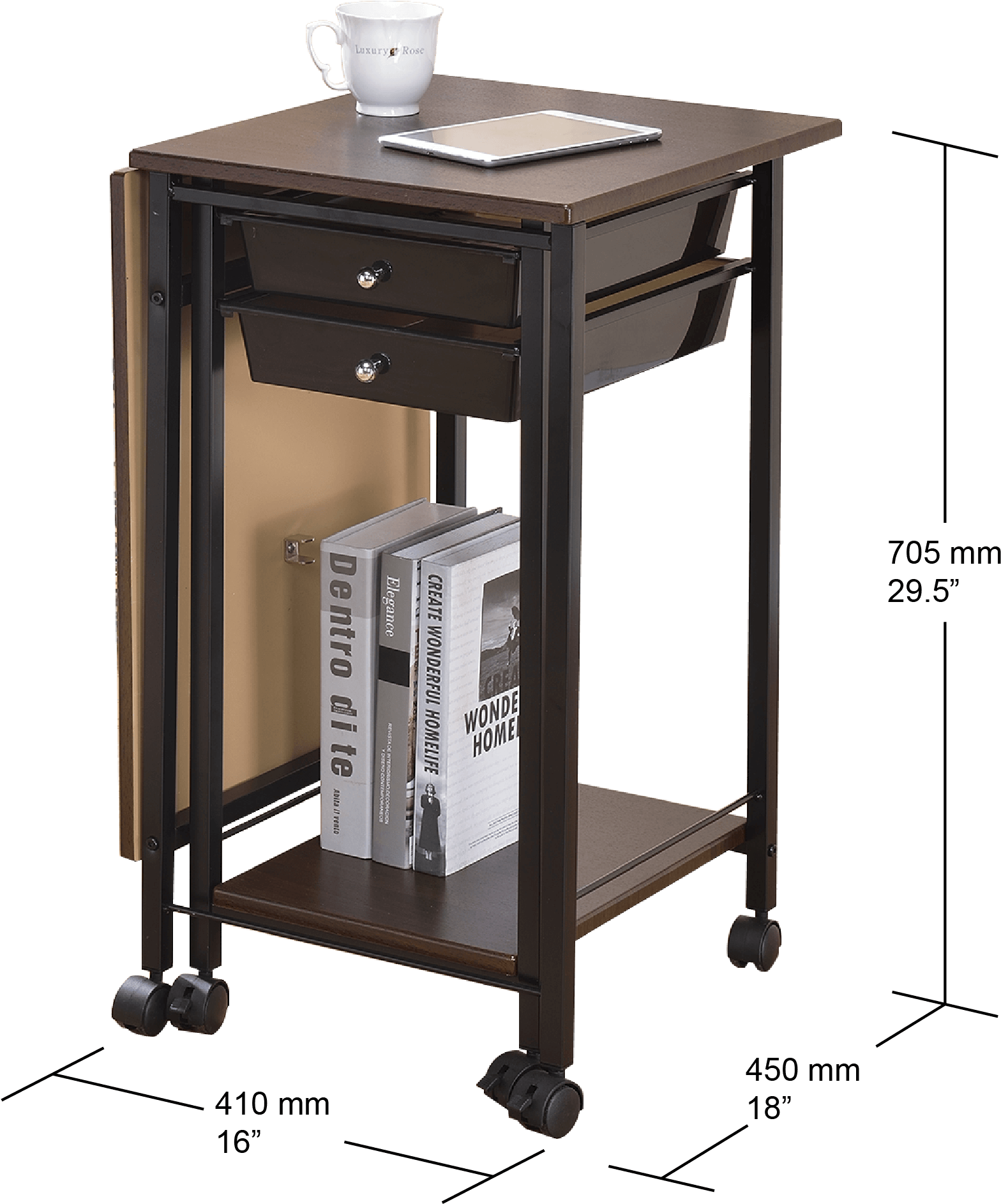 Foldable Student Desk W/2 Drawers - End Table (2480x2480), Png Download