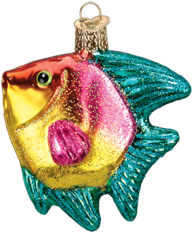 Tropical Angel Fish - Old World Christmas Glass Blown Yellow Angel Fish Ornament (516x516), Png Download