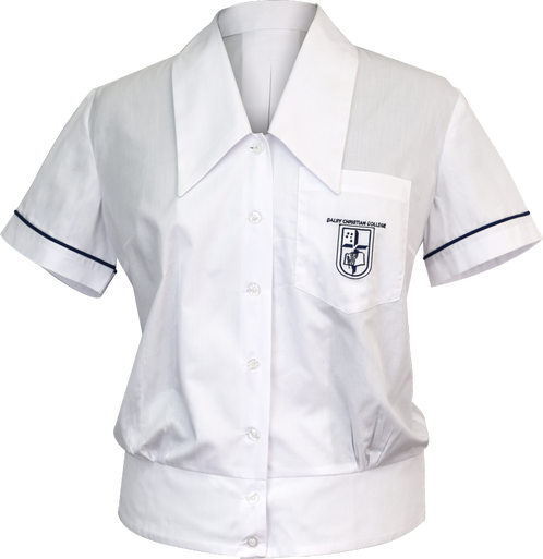 School Uniform Blouse Front View - White Chinese Silk Shirt (498x513), Png Download