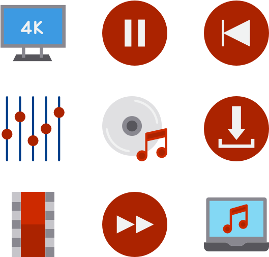 View Individual Icons Of Play - Multimedia (600x564), Png Download