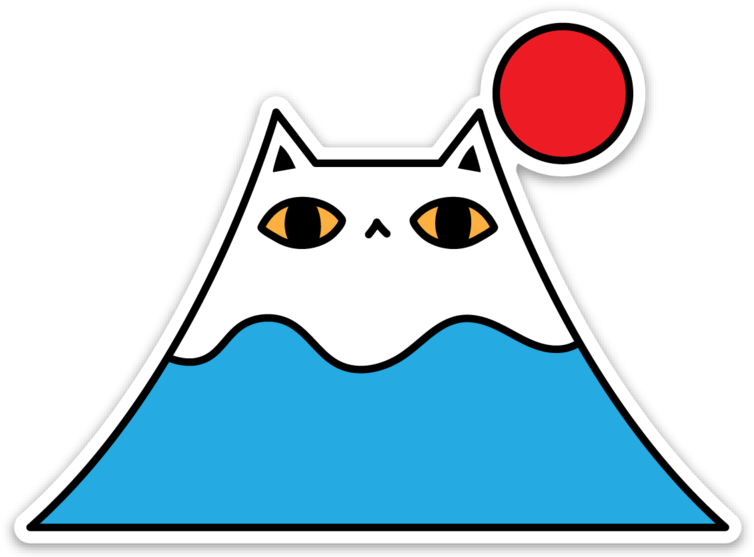 Mount Fuji Cat Vinyl Sticker - Sticker (792x792), Png Download
