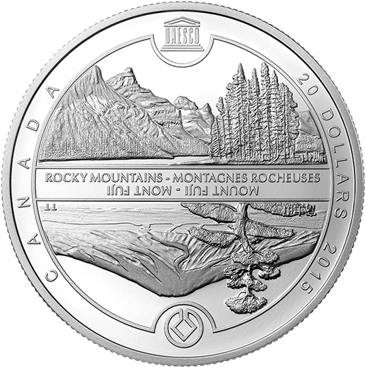 Fine Silver Coin - Rocheuses Canadienne Et Unesco (570x570), Png Download