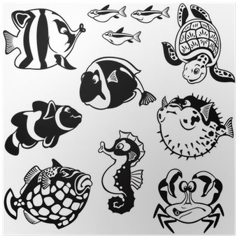 Free Vector Cartoon Black And White Fish (400x400), Png Download