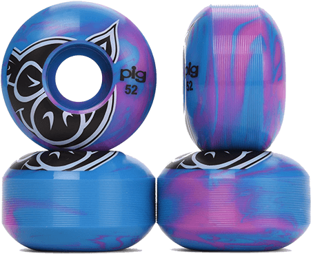 Pig Head Swirl 52mm Skateboard Wheels - Pig Wheels Head Swirls (blue/pink) (450x450), Png Download