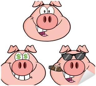 Pig Head Cartoon Characters - Cerdo Feliz Animado (400x400), Png Download