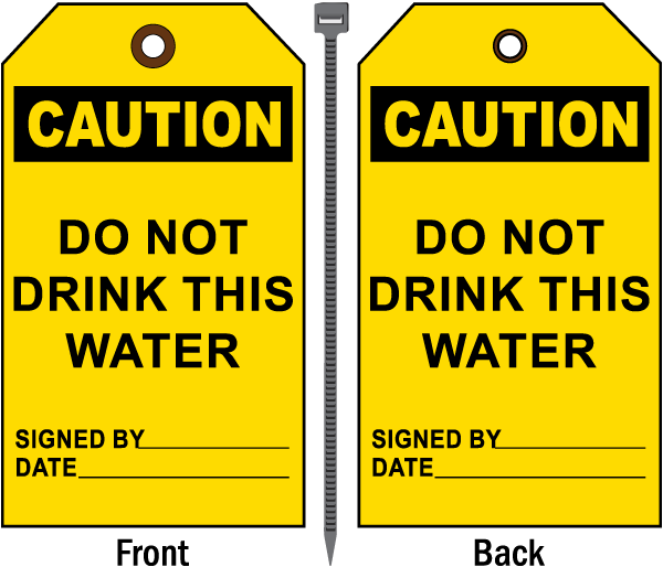 Caution Do Not Drink This Water Tag - Zing Eco Safety L Sign, Caution Hardhat Area, 7hx2.5wx7d, (600x514), Png Download