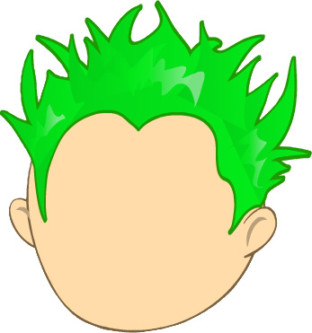 Perm Green Spiky Hair - Spiky Hair Clipart (347x371), Png Download