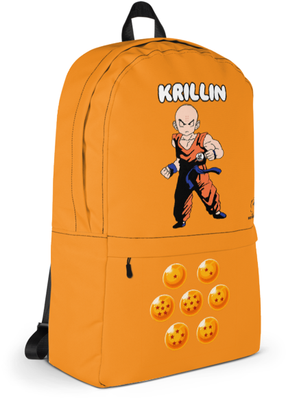 Krillin With Dragon Balls Backpack Solid Orange - Backpack (600x600), Png Download
