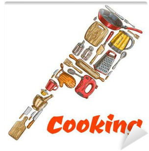 Kitchen Ax Hatchet Emblem Made Of Cooking Utensils - Kitchen (400x400), Png Download
