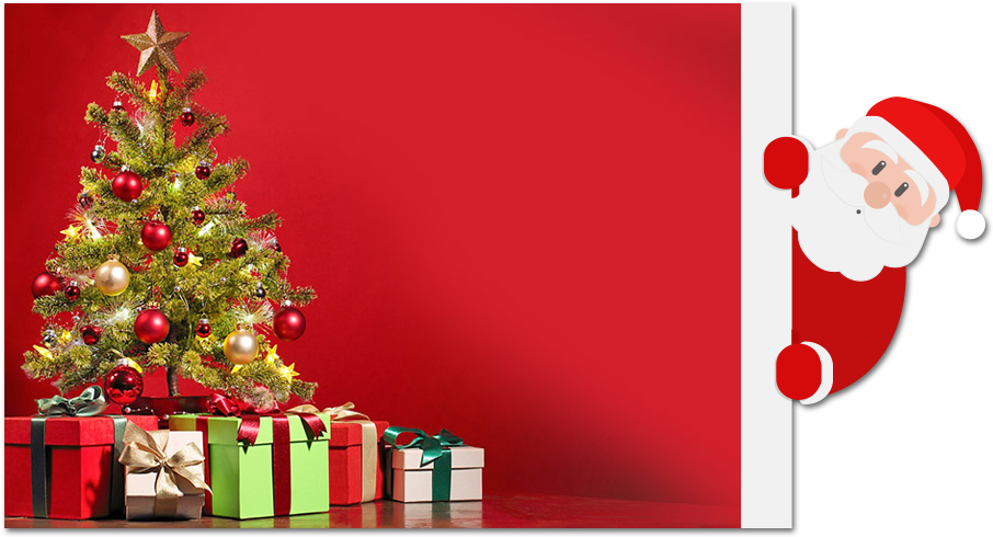 Chrismas - Christmas Gifts And Decoration Tree Red Hanging Wall (946x500), Png Download