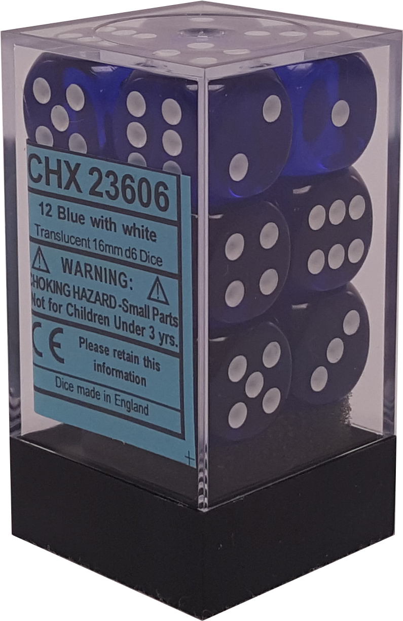 Translucent Blue With White 16mm D6 - Box (1510x1800), Png Download