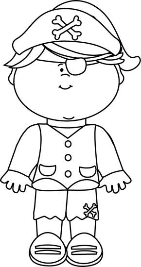 Black And White Kid Girl Pirate - Pirate Colour By Number (290x550), Png Download