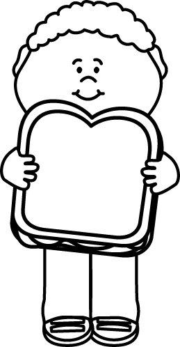 Black And White Kid With Peanut Butter And Jelly Sandwich - Eat Bread Black And White (259x498), Png Download