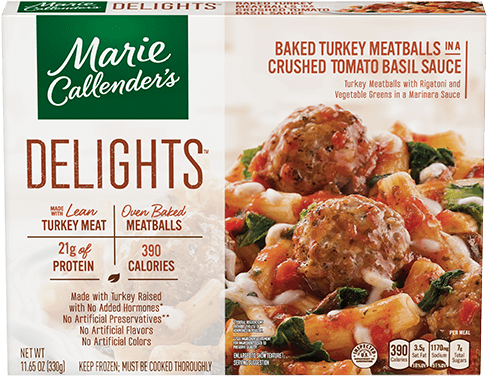 Baked Turkey Meatballs In A Crushed Tomato Basil Sauce - Marie Callenders Delights Baked Turkey Meatballs (500x500), Png Download