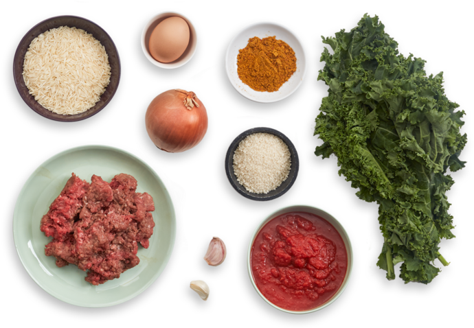 Egyptian Meatballs With Spicy Tomato Sauce, Kale & - Tomato Sauce (700x477), Png Download